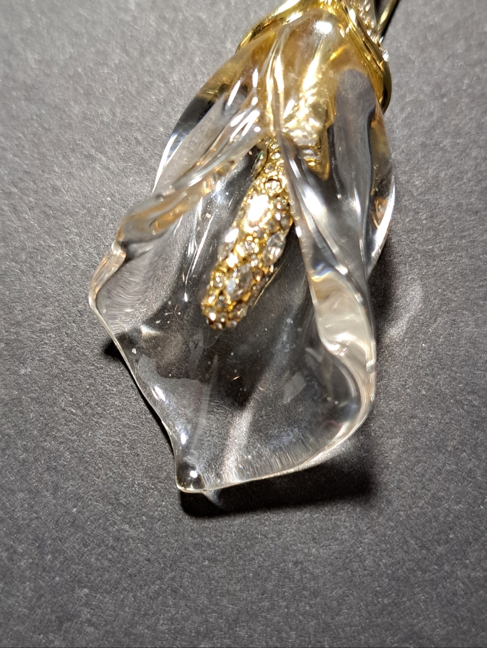 Alexis Bittar Vintage RARE Clear Lucite Calla Lily Brooch Swarovski Crystals - Picture 9 of 10
